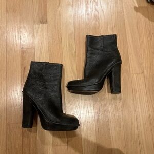 FRYE Dark Grey Heeled Ankle Boots with Block Heel